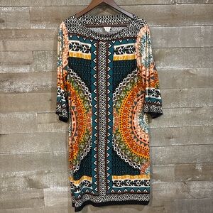 ECI Colorful Geometric Long Sleeve Dress